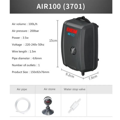 Eheim "Air100" 100 л/час, 3.5 Вт компрессор на аквариум до 150л Eheim "Air100" 100 л/час, 3.5 Вт компрессор на аквариум до 150л