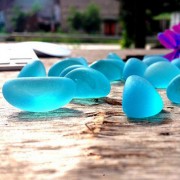 Стеклянные камни голубые 10 шт