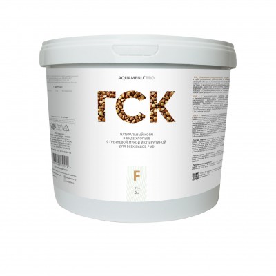 Aquamenu Pro "ГСК-F" гречишно-спирулиновые хлопья 11л/2кг (корм для рыб) Aquamenu Pro "ГСК-F" гречишно-спирулиновые хлопья 11л/2кг (корм для рыб)