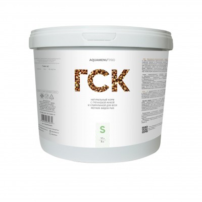 Aquamenu Pro "ГСК-S" гречишно-спирулиновые 1мм гранулы 11л/5кг (корм для рыб) Aquamenu Pro "ГСК-S" гречишно-спирулиновые 1мм гранулы 11л/5кг (корм для рыб)