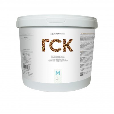 Aquamenu Pro "ГСК-М" гречишно-спирулиновые 1-2мм гранулы 11л/4,7кг (корм для рыб) Aquamenu Pro "ГСК-М" гречишно-спирулиновые 1-2мм гранулы 11л/4,7кг (корм для рыб)