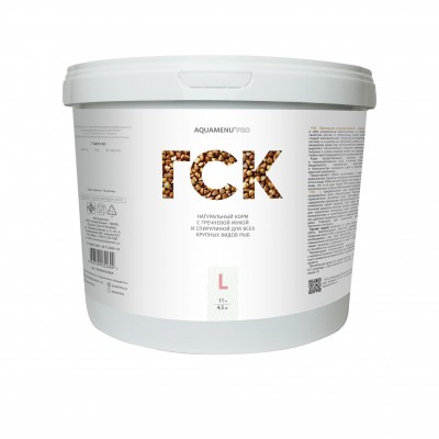 Aquamenu Pro "ГСК-L" гречишно-спирулиновые 3-4 мм гранулы 11л/4,5кг (корм для рыб) Aquamenu Pro "ГСК-L" гречишно-спирулиновые 3-4 мм гранулы 11л/4,5кг (корм для рыб)