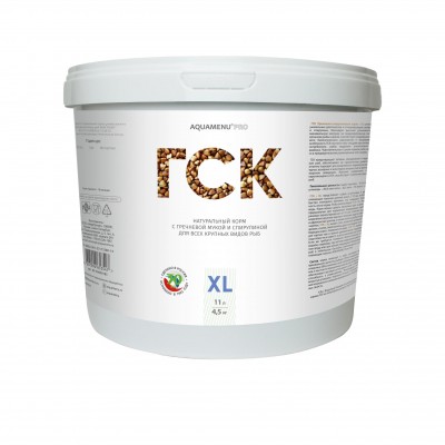 Aquamenu Pro "ГСК XL" гречишно-спирулиновые 5-8мм палочки 11л/4,5кг (корм для рыб) Aquamenu Pro "ГСК XL" гречишно-спирулиновые 5-8мм палочки 11л/4,5кг (корм для рыб)