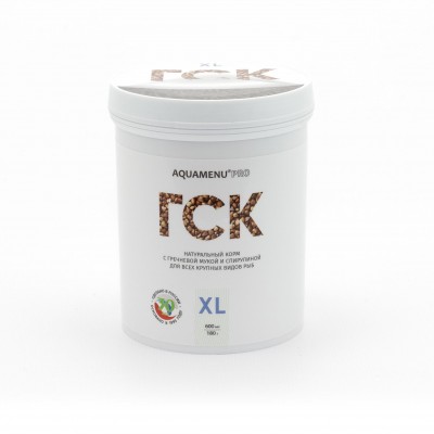 Aquamenu Pro "ГСК XL" гречишно-спирулиновые 5-8мм палочки 600мл/180г (корм для рыб) Aquamenu Pro "ГСК XL" гречишно-спирулиновые 5-8мм палочки 600мл/180г (корм для рыб)