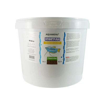 Aquamenu "Унигран" 11л/4,2кг тонущие гранулы 1-2мм (корм для рыб) Aquamenu "Унигран" 11л/4,2кг тонущие гранулы 1-2мм (корм для рыб)