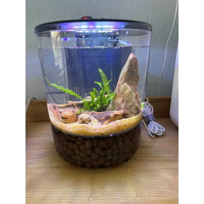 Аквариум-колба с крышкой с донным фильтом + LED подсветка 18*18*21см черный Аквариум-колба с крышкой с донным фильтом + LED подсветка 18*18*21см черный