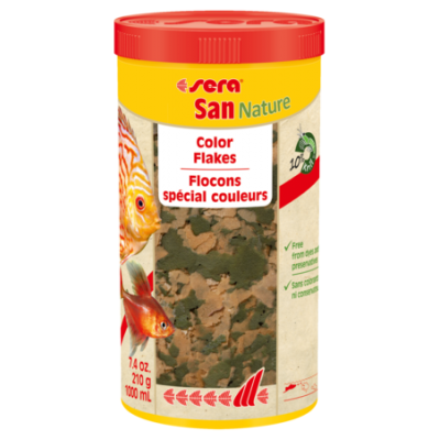 Sera "San Nature" 1 л (натуральные хлопья для яркости окраски) Sera "San Nature" 1 л (натуральные хлопья для яркости окраски)