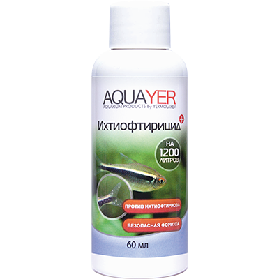 Aquayer "Ихтиофтирицид" 60 мл на 1200 л (борьба с ихтиофтириозом) Aquayer "Ихтиофтирицид" 60 мл на 1200 л (борьба с ихтиофтириозом)