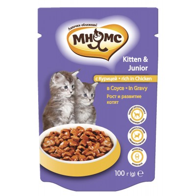 Мнямс "Паучи с курицей в соусе для котят" 100г.(корм для котят) Мнямс "Паучи с курицей в соусе для котят" 100г.(корм для котят)