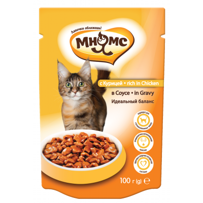 Мнямс "Паучи с курицей в соусе для кошек" 100г.(корм для котят) Мнямс "Паучи с курицей в соусе для кошек" 100г.(корм для котят)