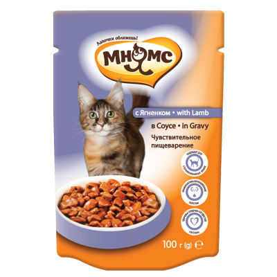 Мнямс "Паучи с ягненком в соусе для кошек" 100г.(корм для котят) Мнямс "Паучи с ягненком в соусе для кошек" 100г.(корм для котят)