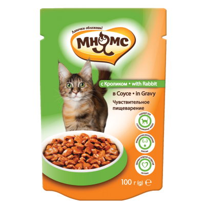Мнямс "Паучи с кроликом в соусе для кошек" 100г.(корм для котят) Мнямс "Паучи с кроликом в соусе для кошек" 100г.(корм для котят)